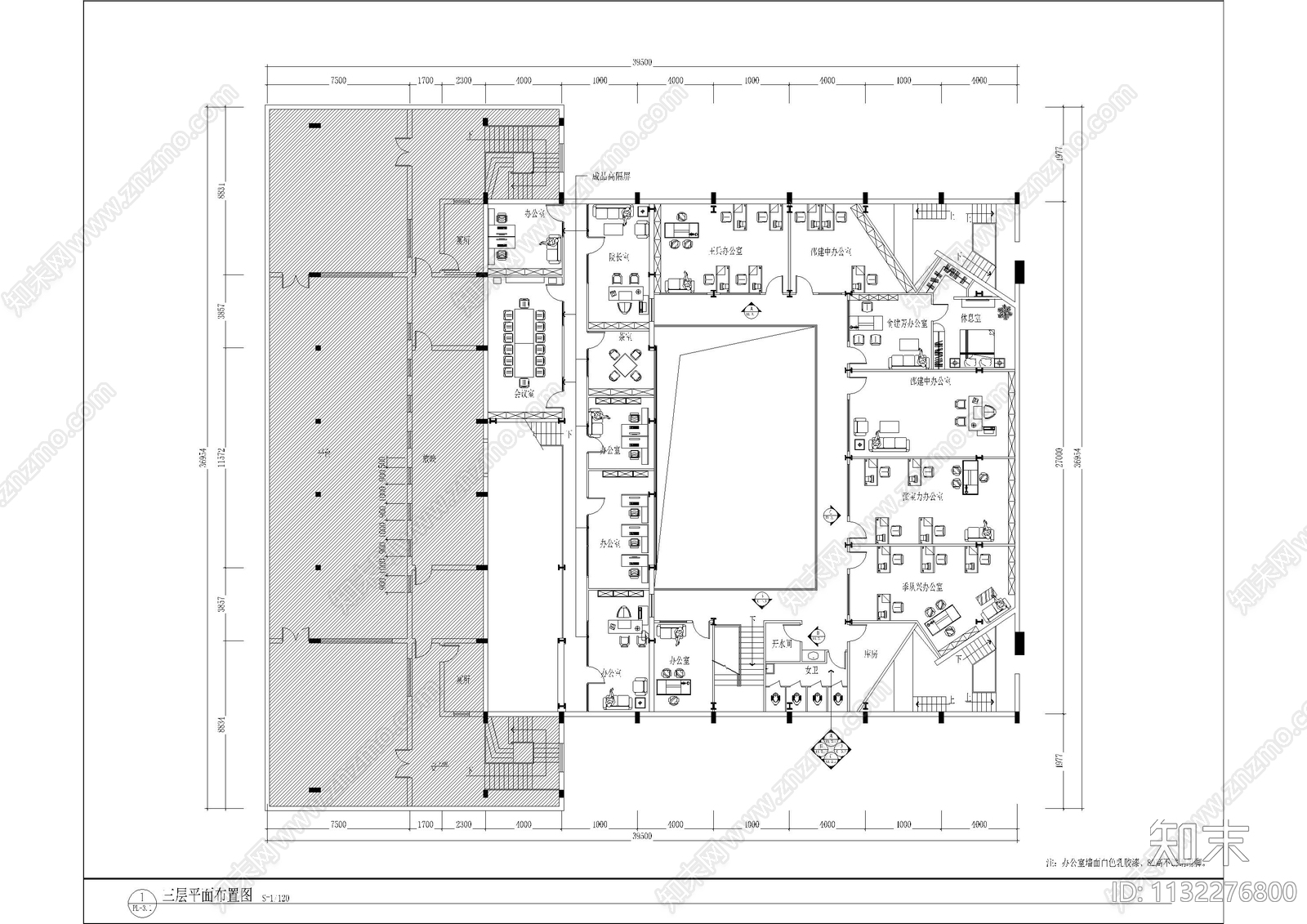 三层办公室整套cad施工图下载【ID:1132276800】