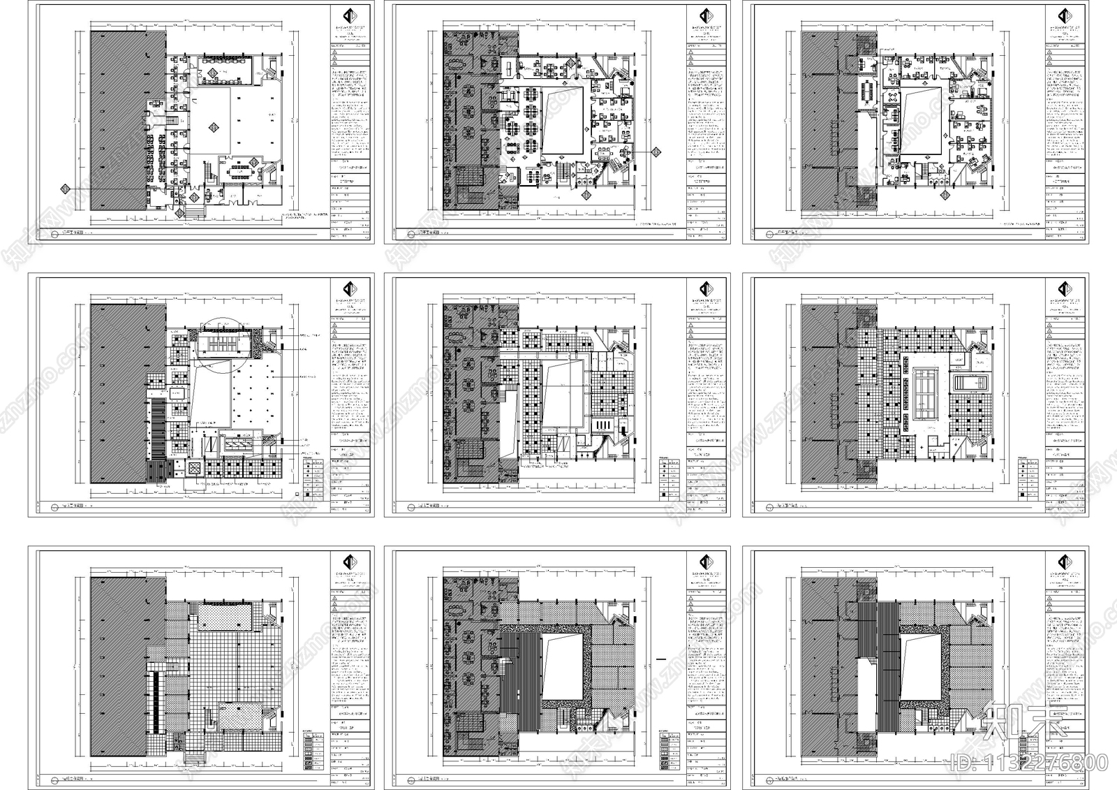 三层办公室整套cad施工图下载【ID:1132276800】