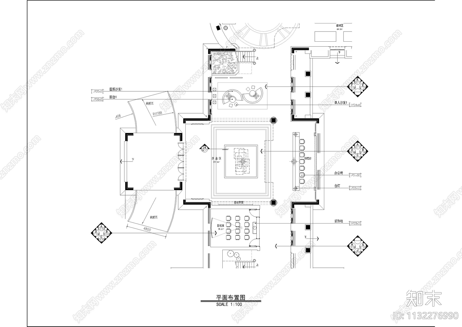 三层南通售楼处全套cad施工图下载【ID:1132276990】
