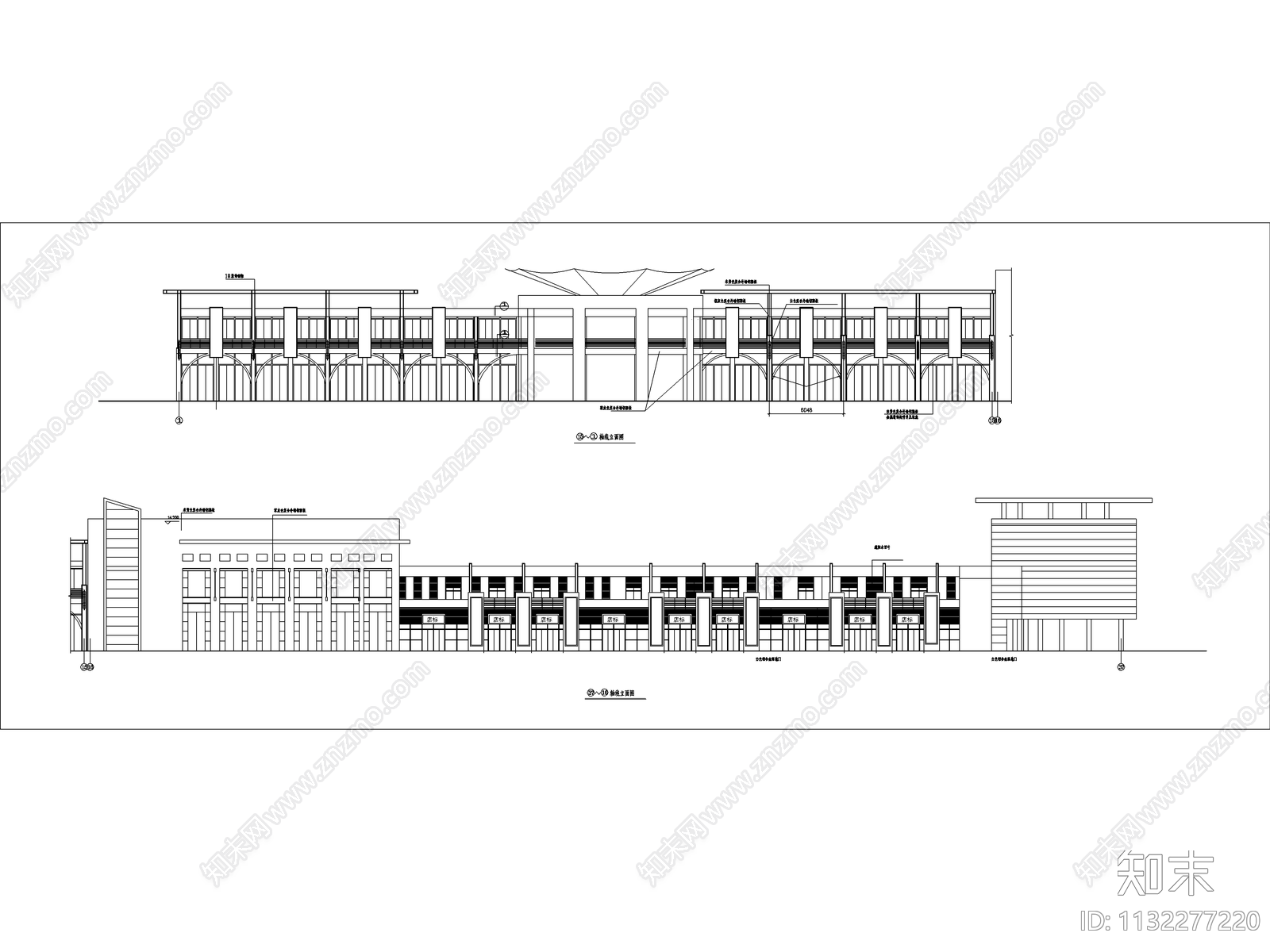 商业街建筑cad施工图下载【ID:1132277220】