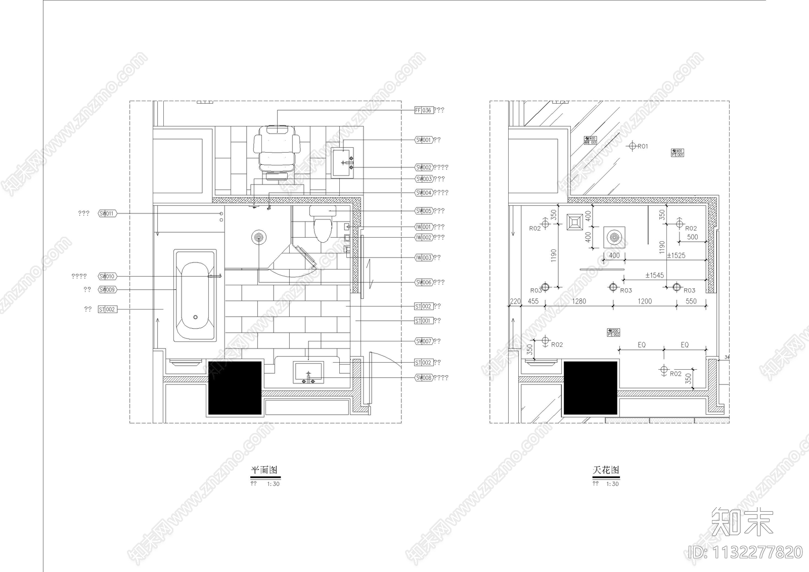 西安地产办公cad施工图下载【ID:1132277820】