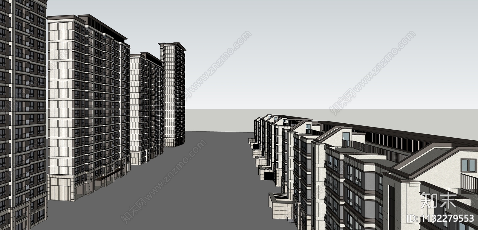 现代简约高层住宅SU模型下载【ID:1132279553】