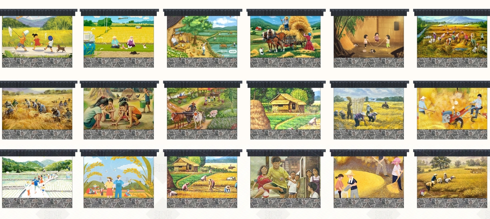 现代乡村墙绘SU模型下载【ID:1132289025】