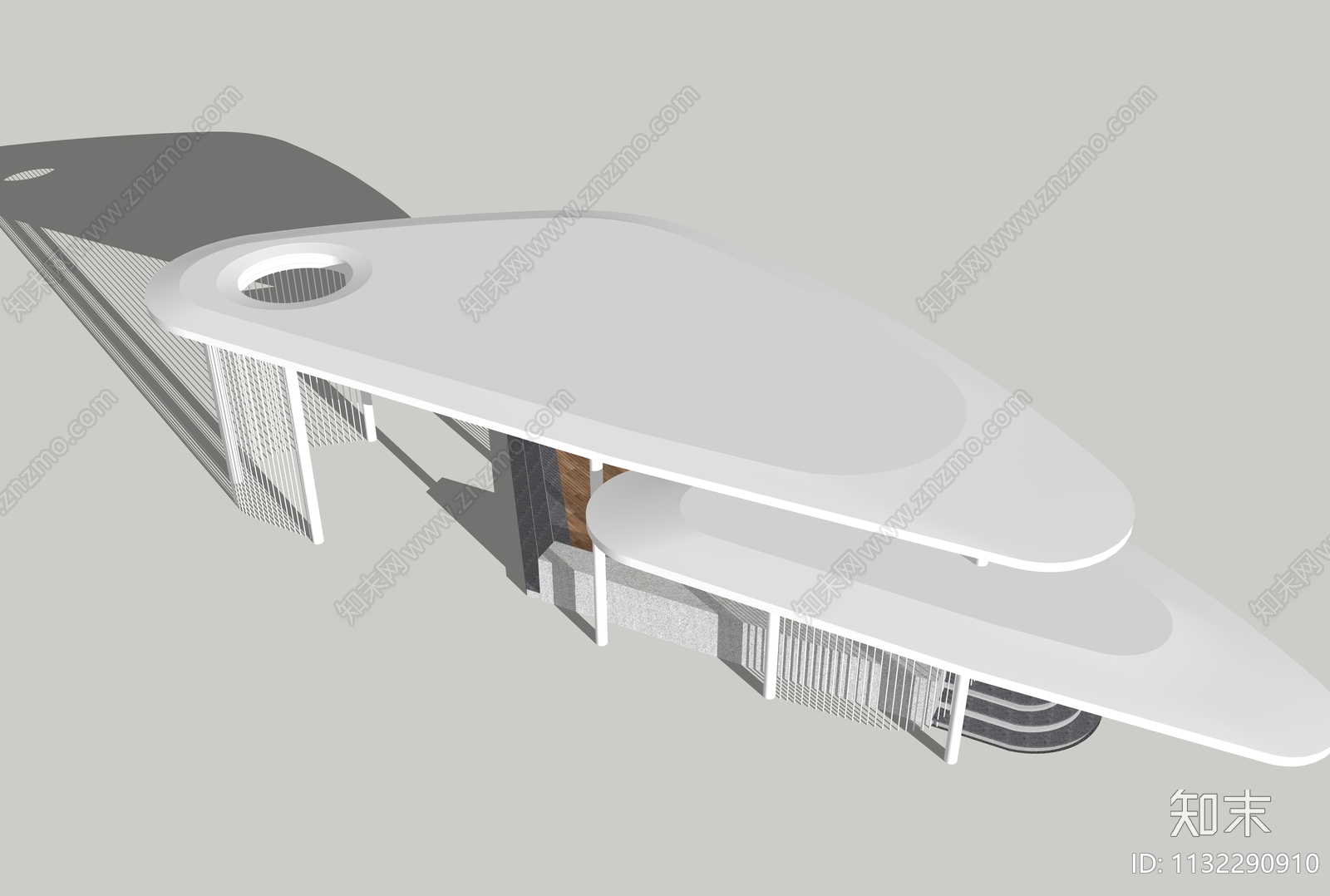 现代休闲景观廊架SU模型下载【ID:1132290910】