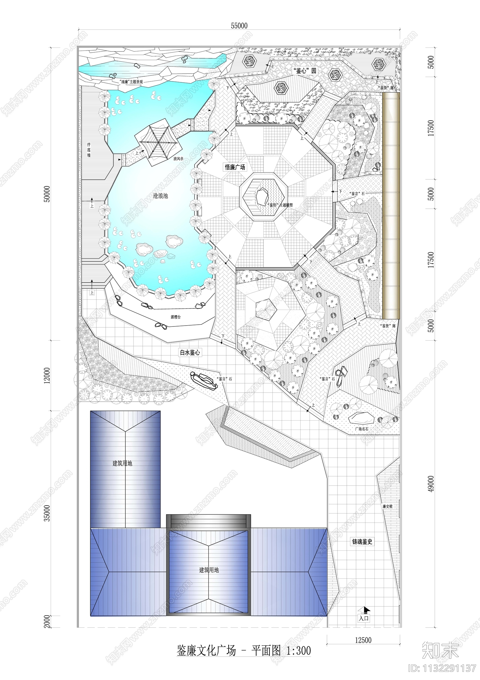 xx廉政文化广场景观平面图cad施工图下载【ID:1132291137】