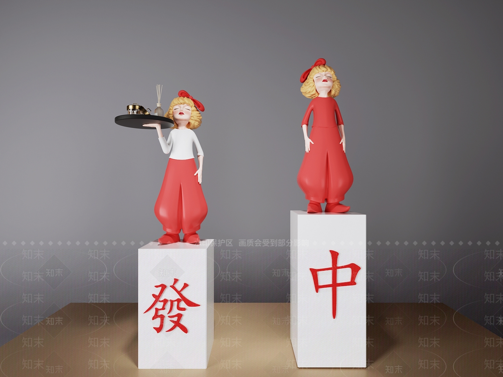 现代人物卡通雕塑摆件3D模型下载【ID:1132291885】