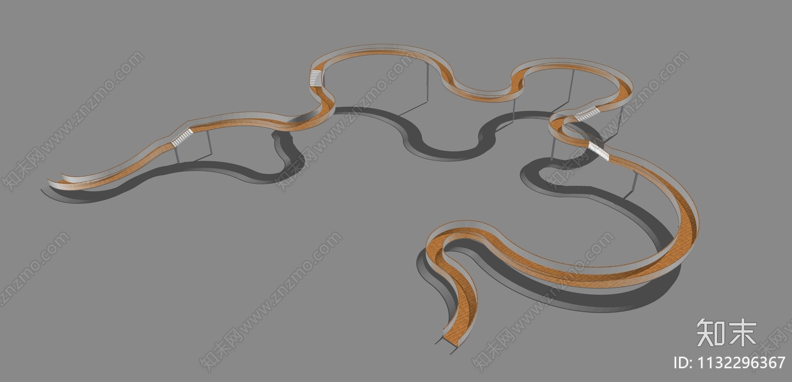 现代风格木栈道SU模型下载【ID:1132296367】