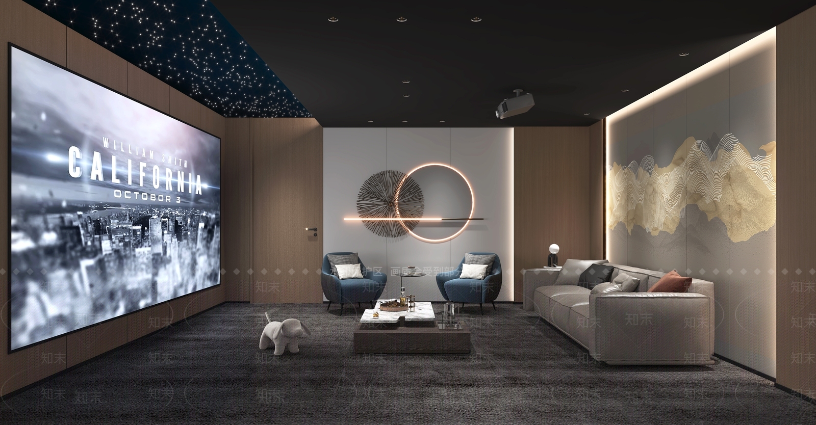 现代家居影视厅3D模型下载【ID:1132296884】