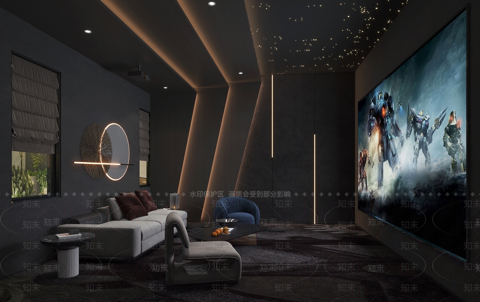 现代家居影视厅3D模型下载【ID:1132297580】