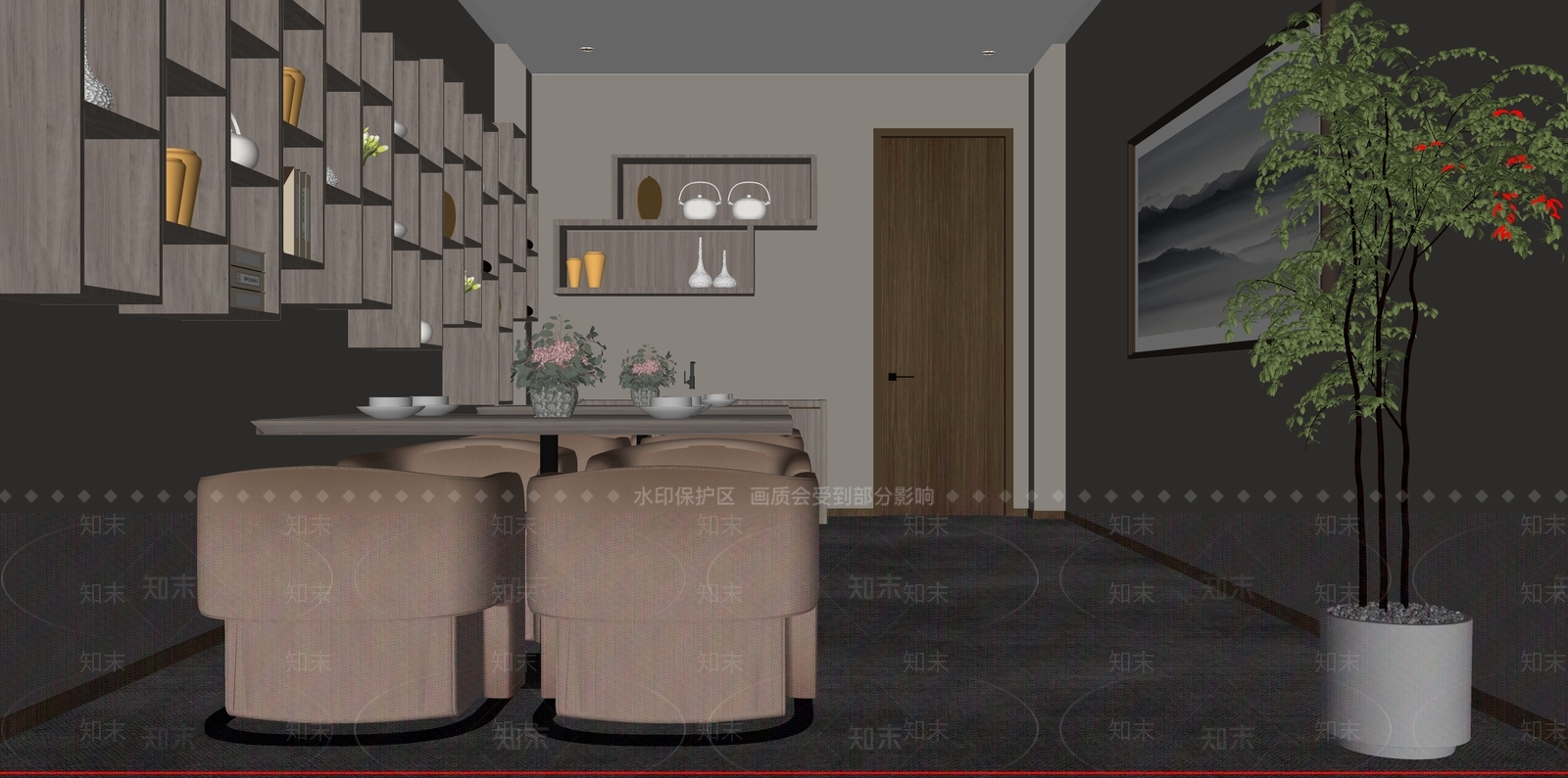现代茶水间SU模型下载【ID:1132300406】