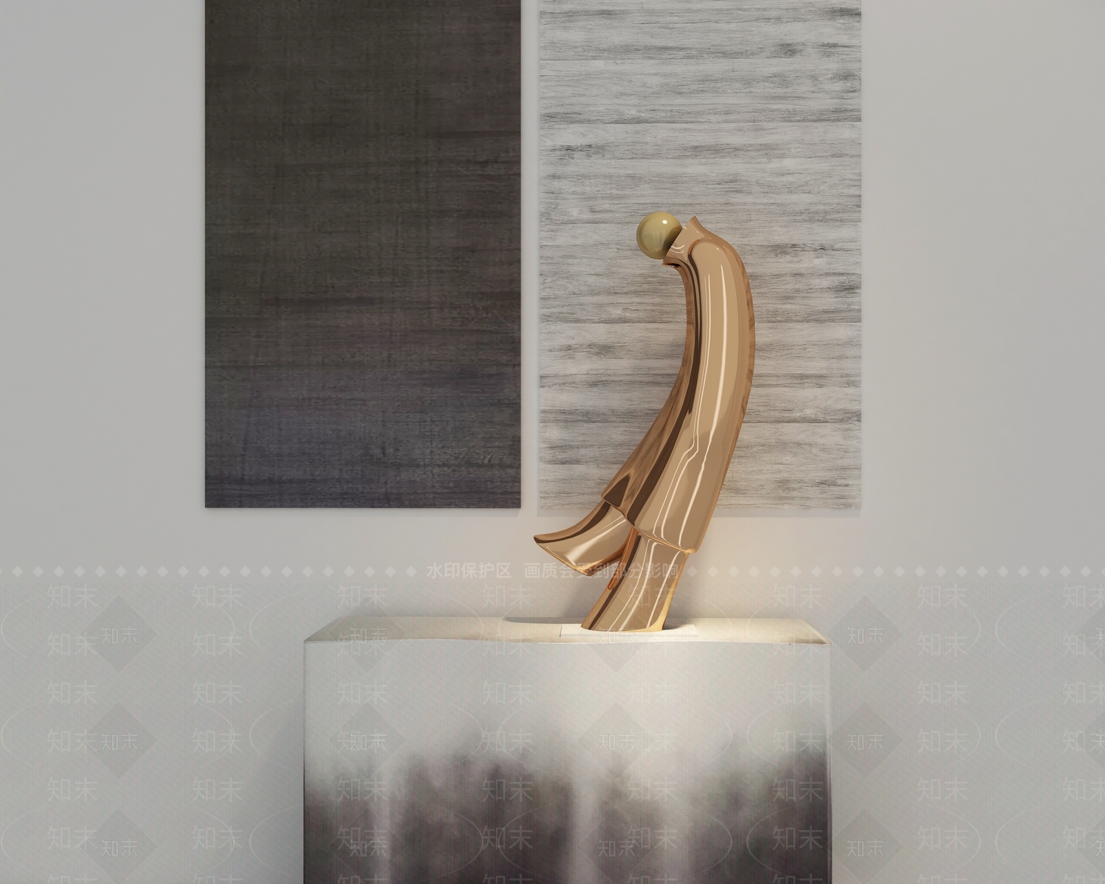 现代金属人物雕塑3D模型下载【ID:1132300038】