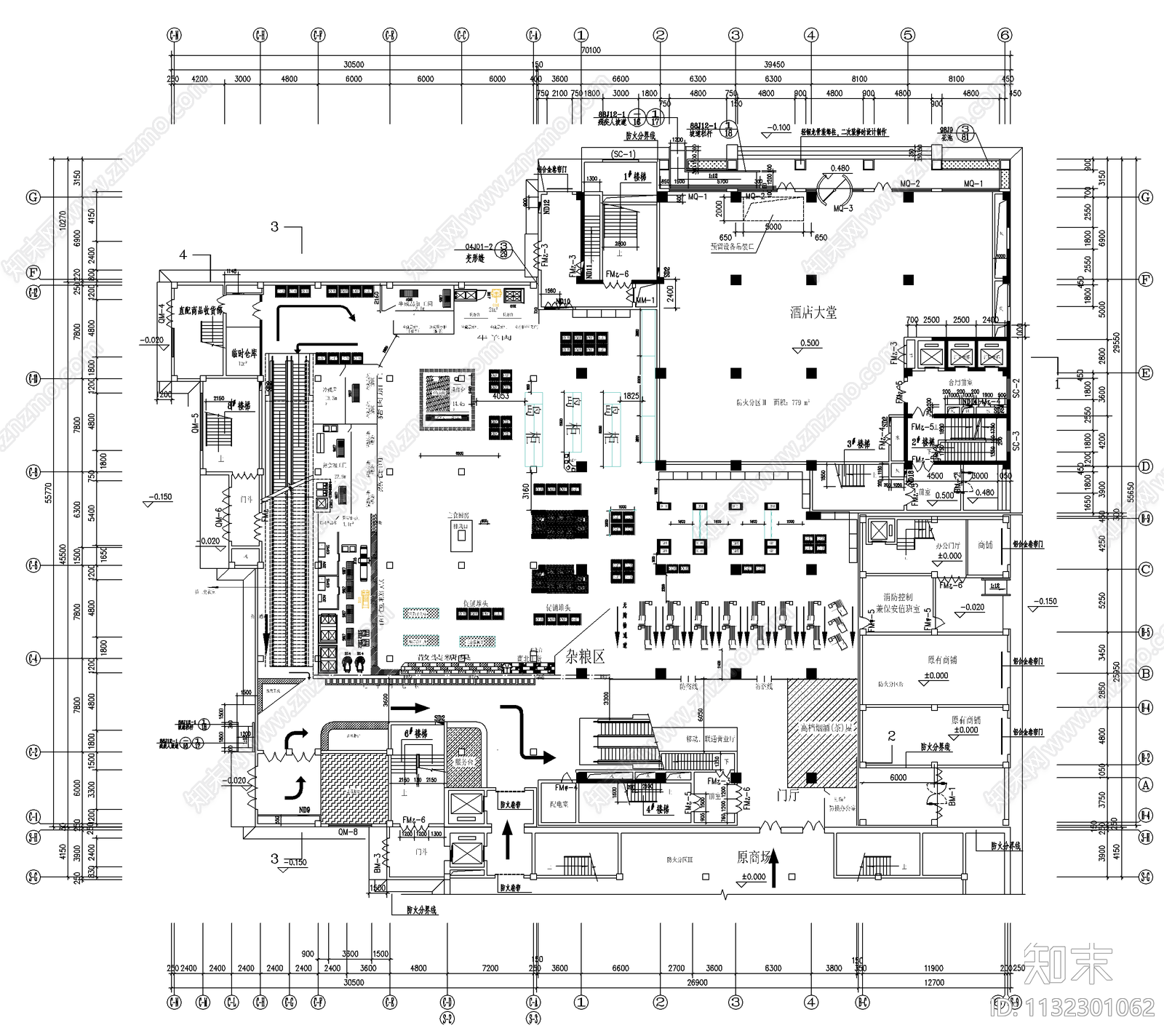 超市平面布置图施工图下载【ID:1132301062】