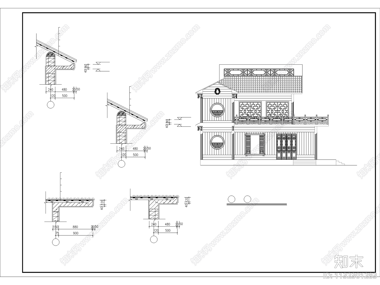 沿水茶楼建筑cad施工图下载【ID:1132301283】