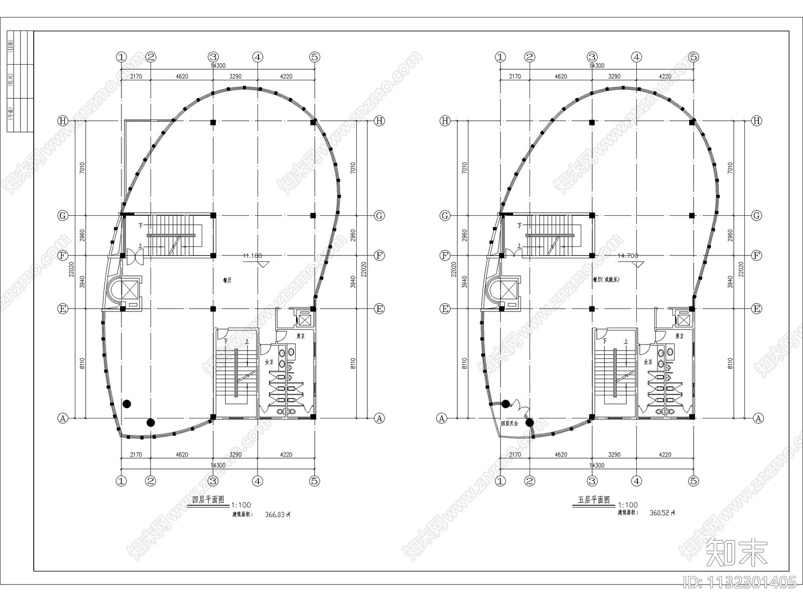 高档餐厅建筑cad施工图下载【ID:1132301405】