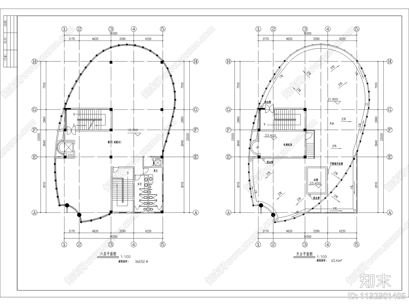 高档餐厅建筑cad施工图下载【ID:1132301405】