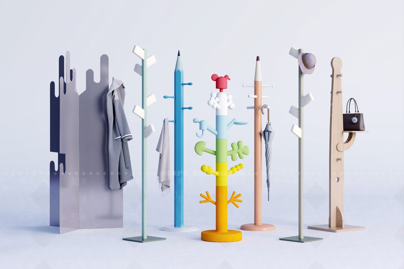 现代衣服架3D模型下载【ID:1132301935】