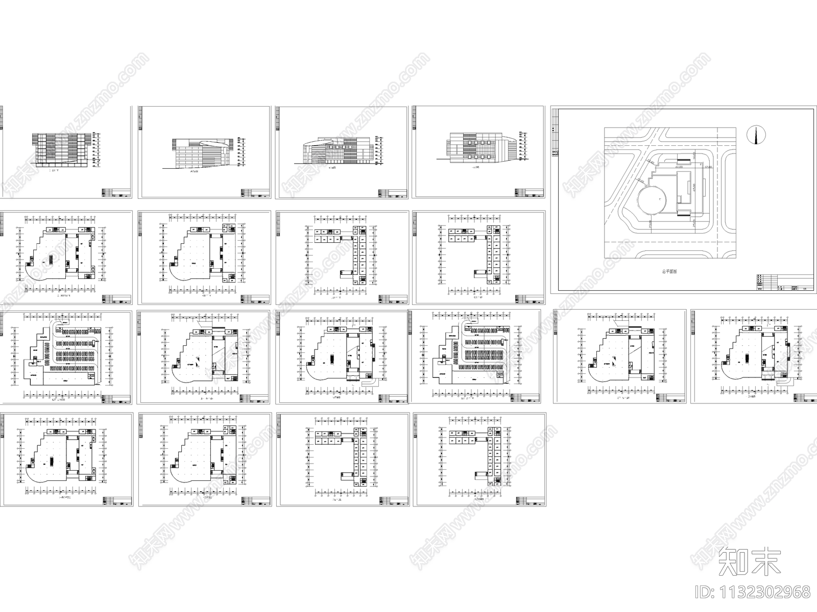 购物中心建筑cad施工图下载【ID:1132302968】