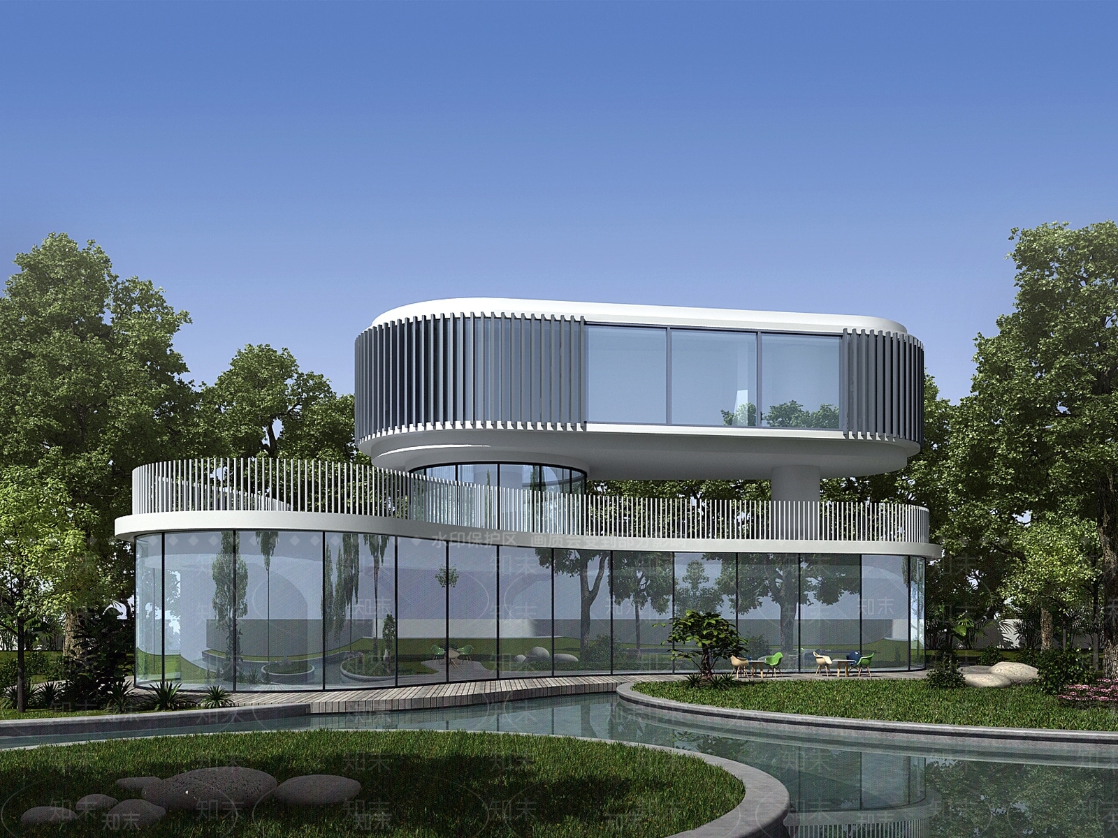 现代图书馆建筑3D模型下载【ID:1132303079】