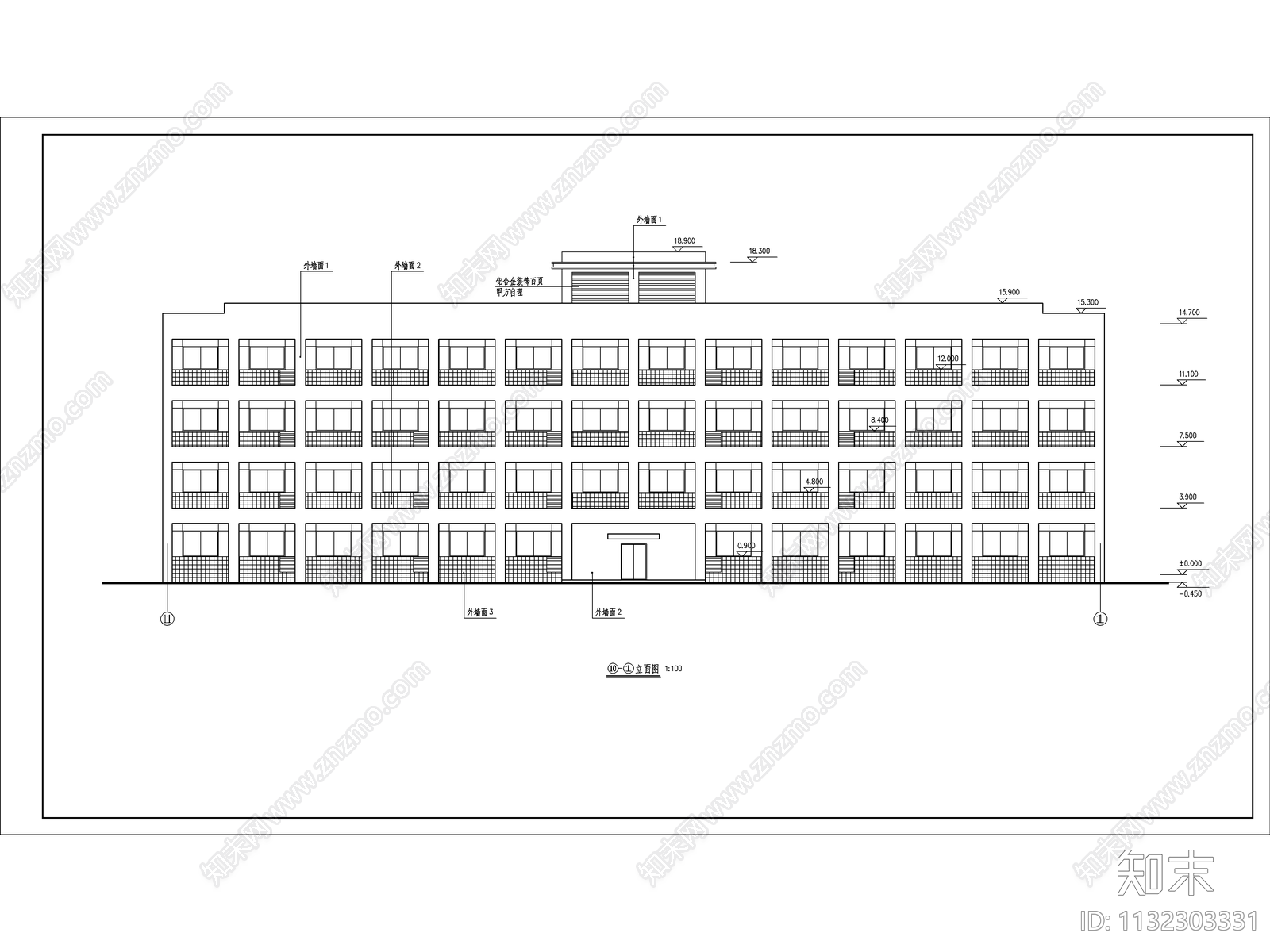 工厂综合楼办公建筑施工图下载【ID:1132303331】