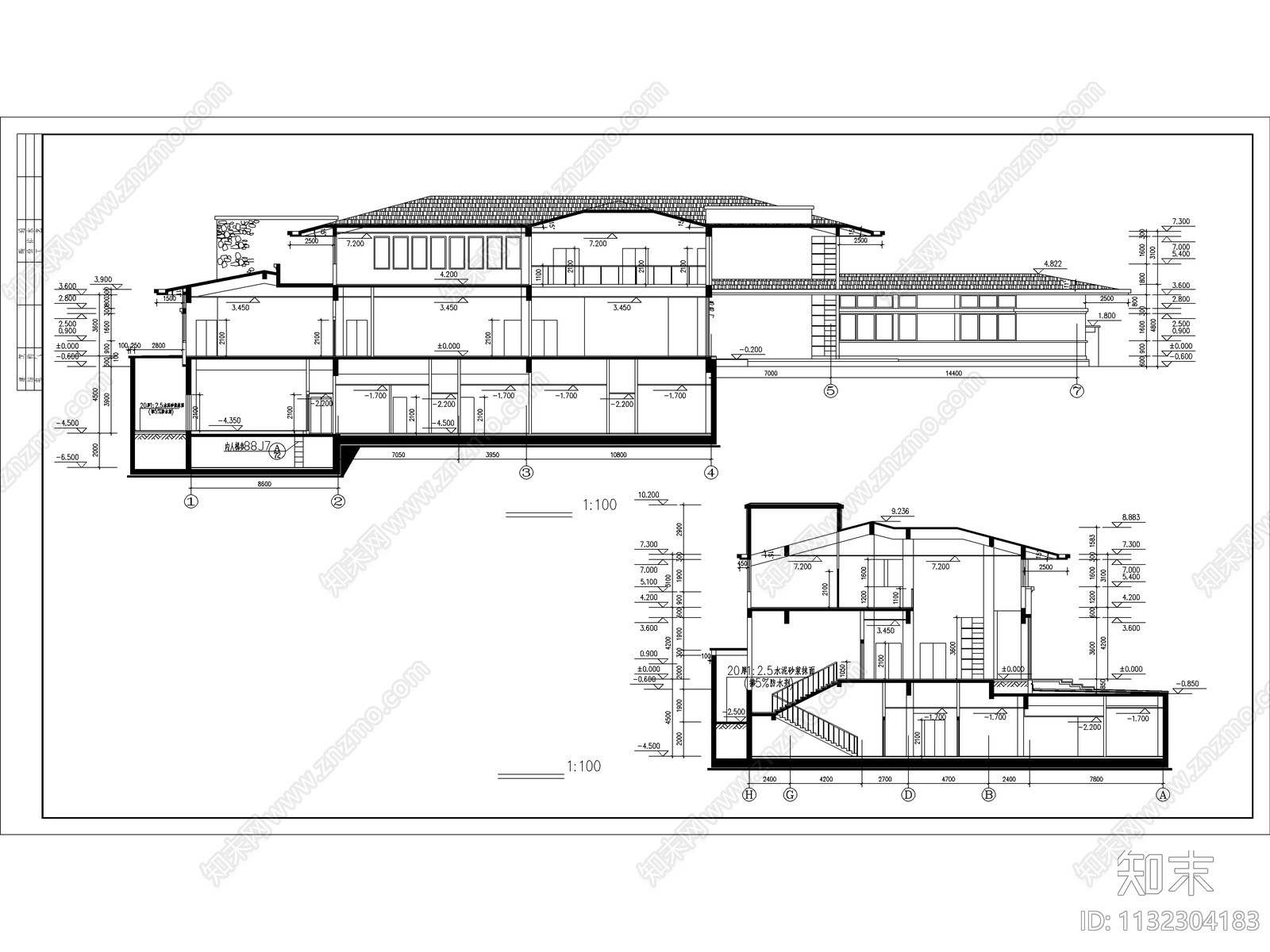 会所建筑cad施工图下载【ID:1132304183】