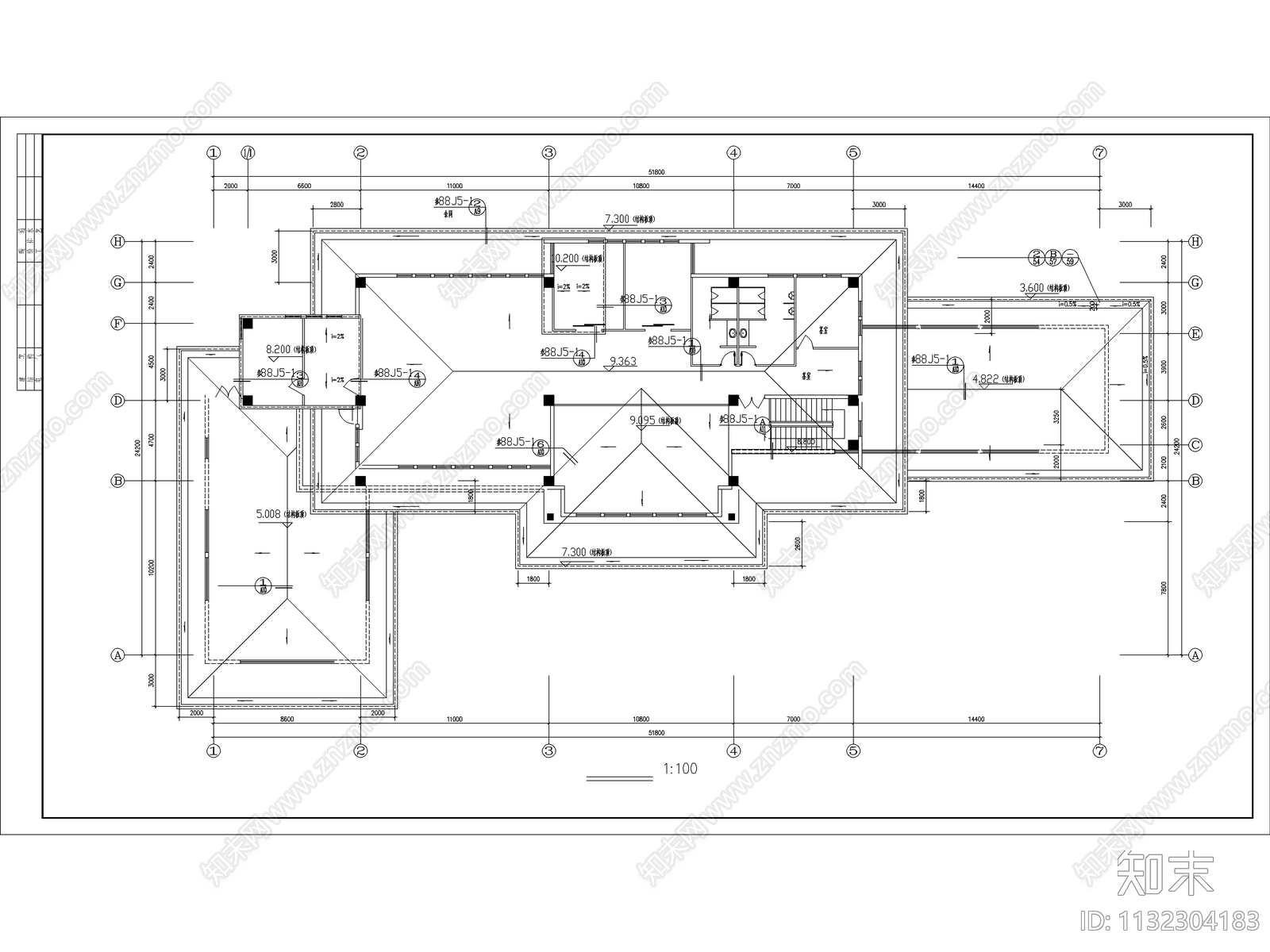 会所建筑cad施工图下载【ID:1132304183】