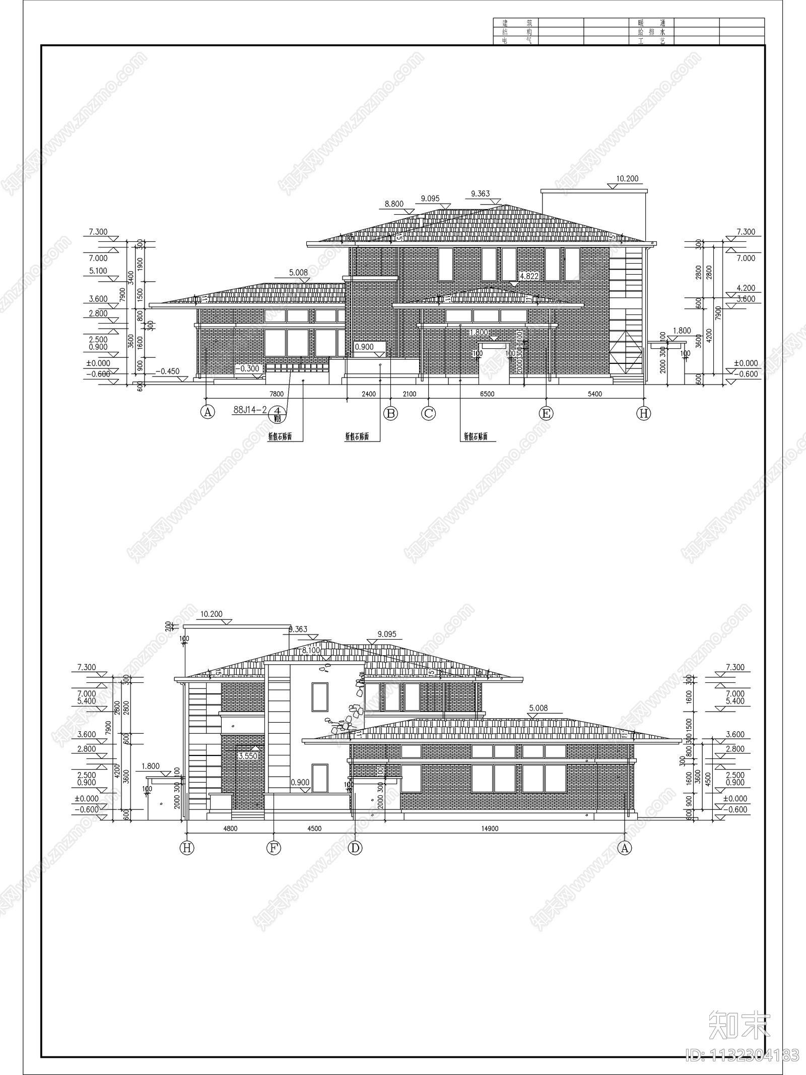 会所建筑cad施工图下载【ID:1132304183】