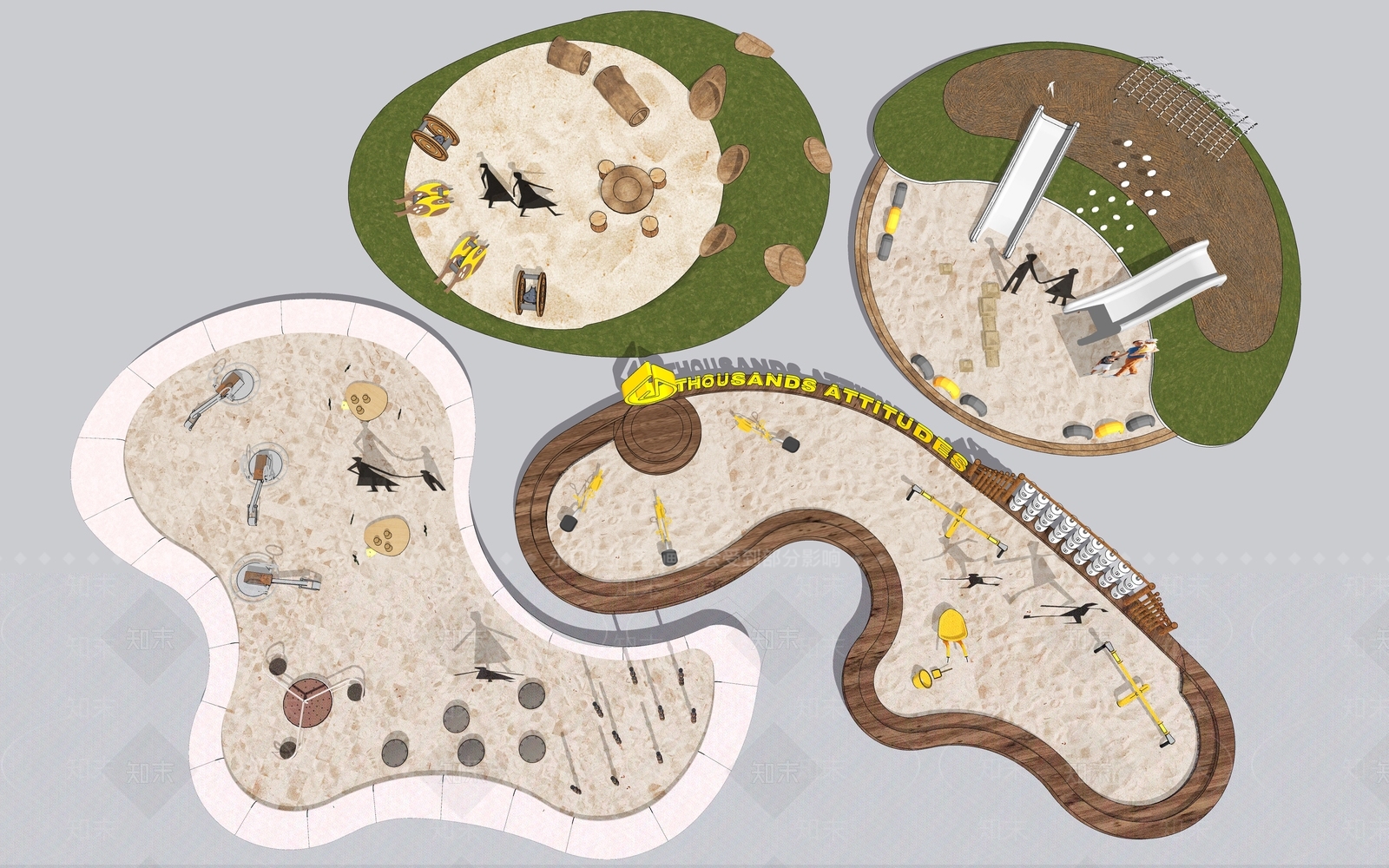 现代儿童乐园沙坑SU模型下载【ID:1132306664】