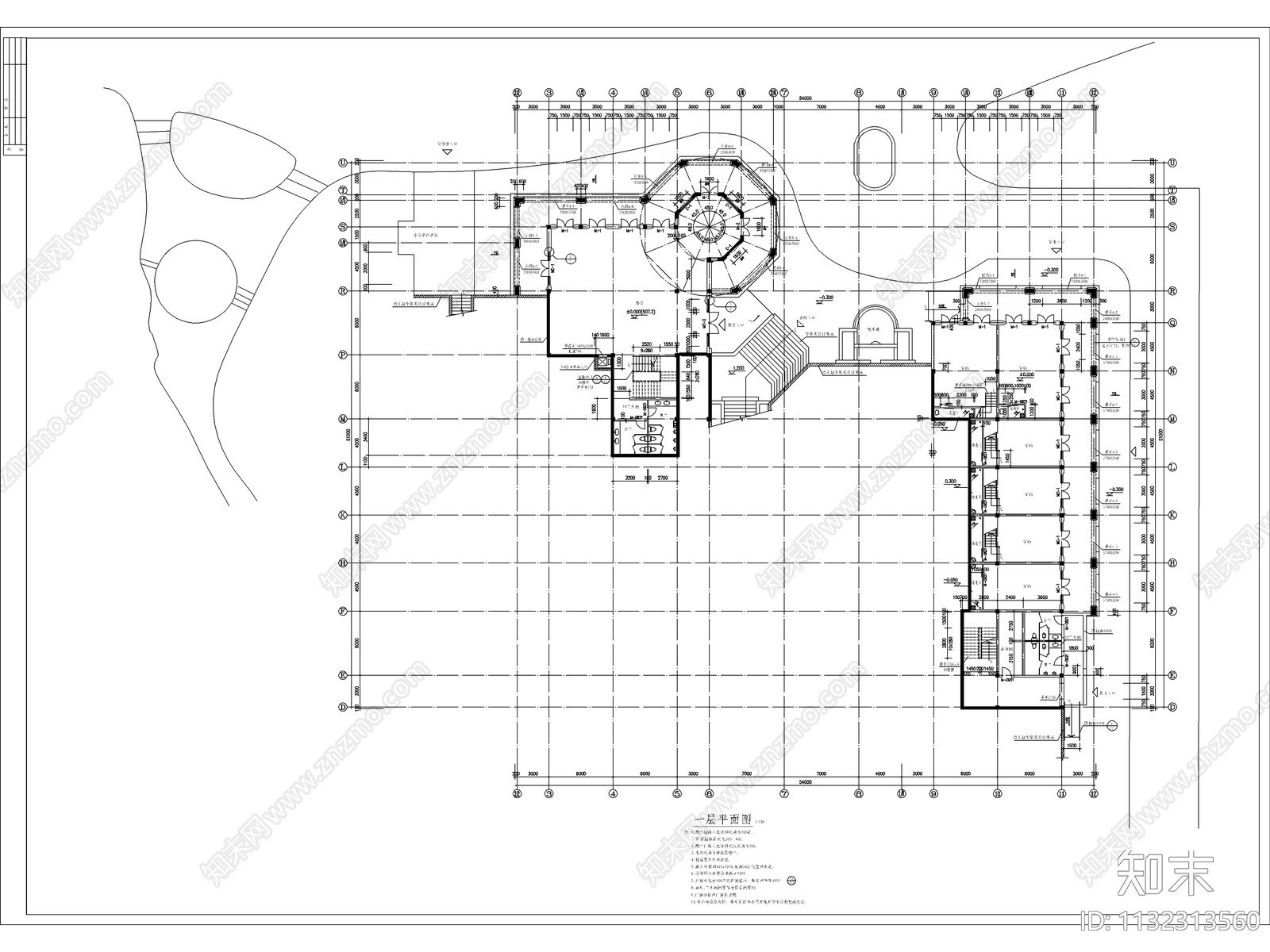 会所建筑cad施工图下载【ID:1132313560】