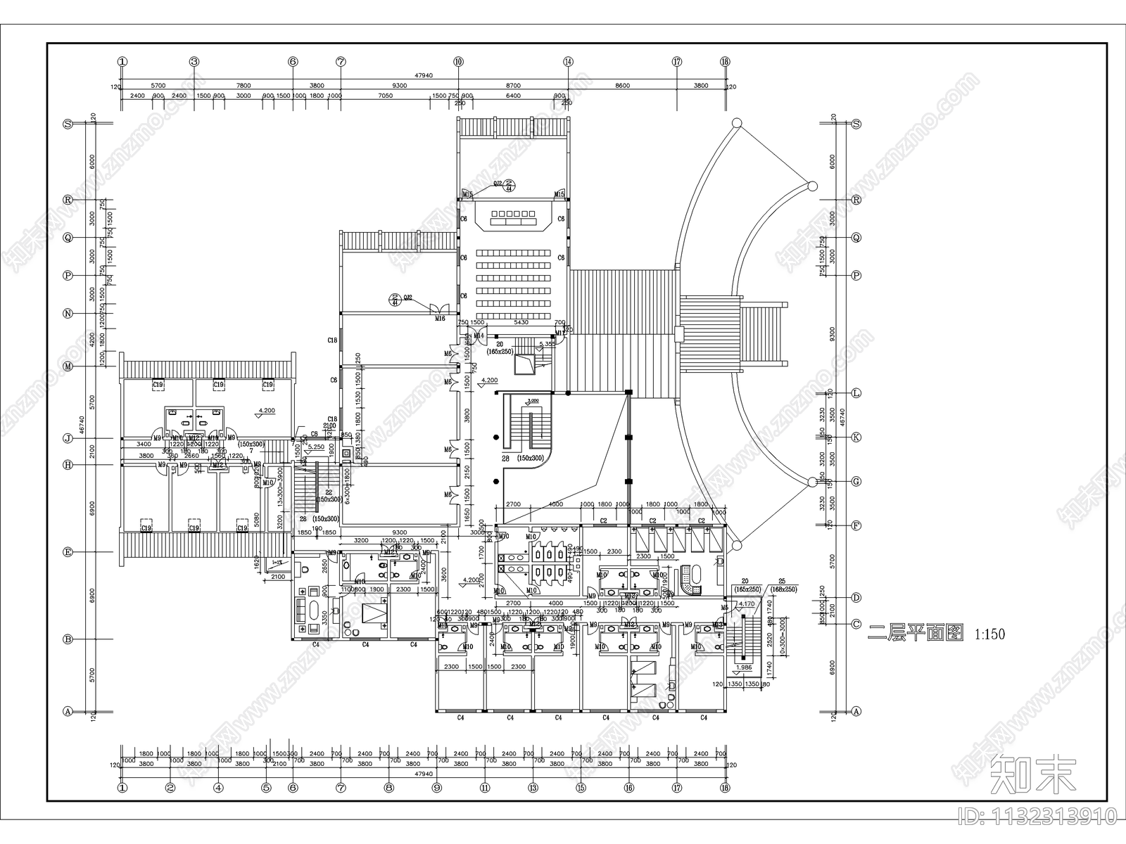 接待中心建筑cad施工图下载【ID:1132313910】