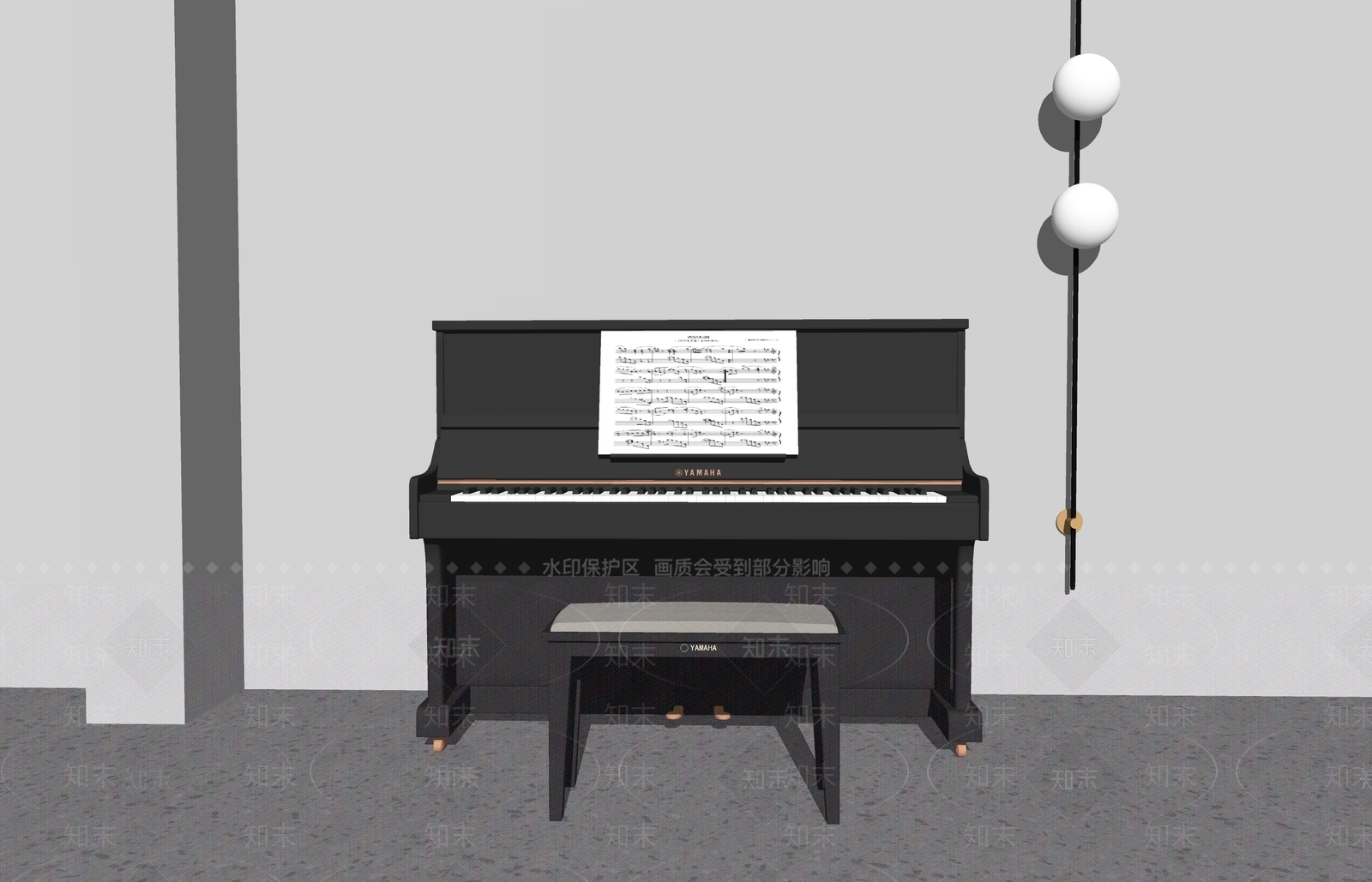 现代钢琴SU模型下载【ID:1132314006】