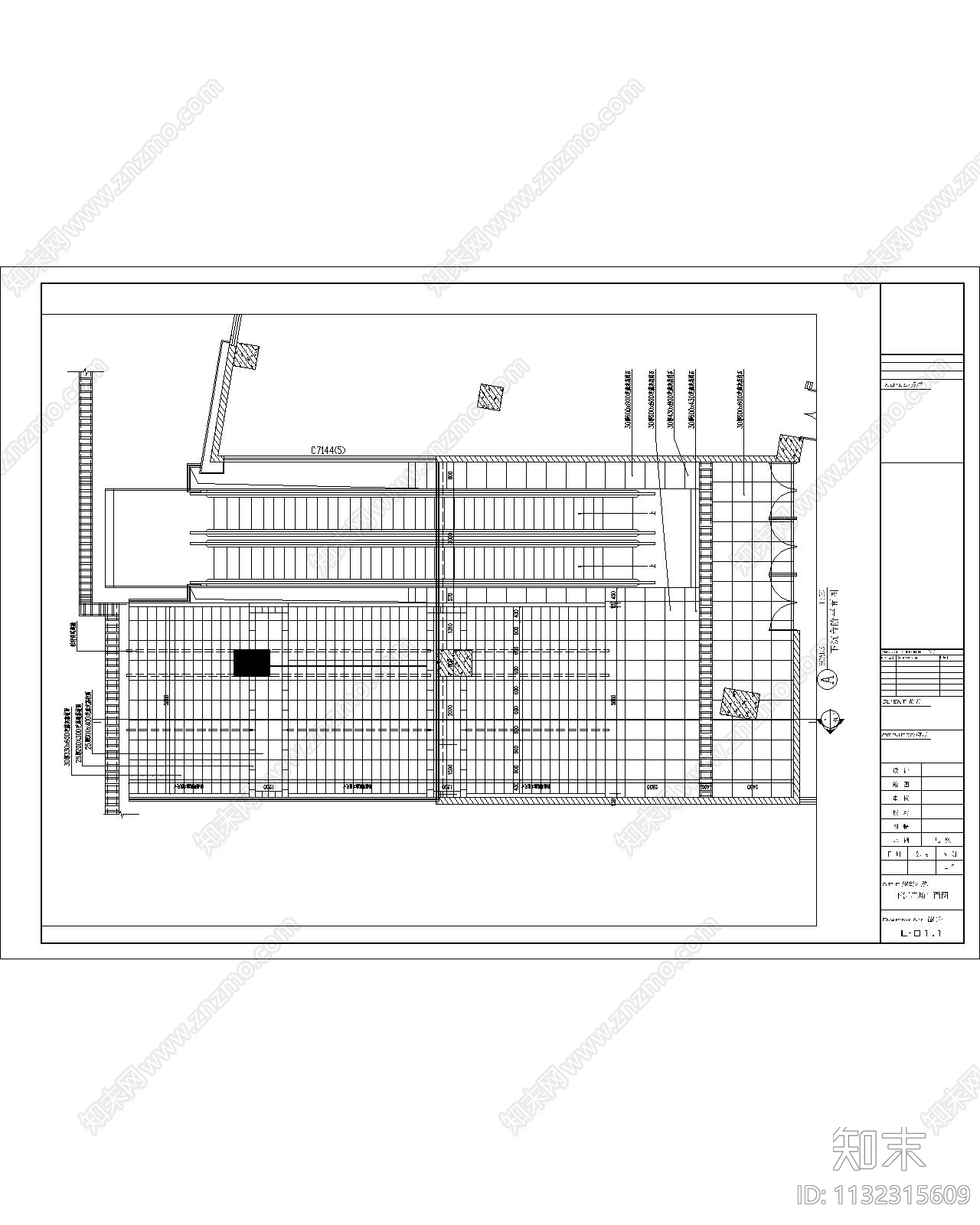 下沉广场梯步台阶详图cad施工图下载【ID:1132315609】