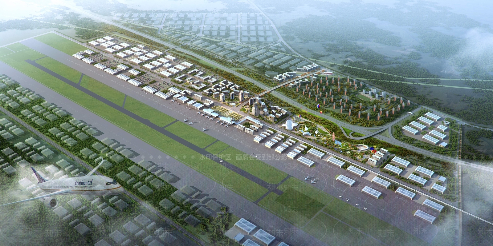 现代机场鸟瞰规划3D模型下载【ID:1132315978】