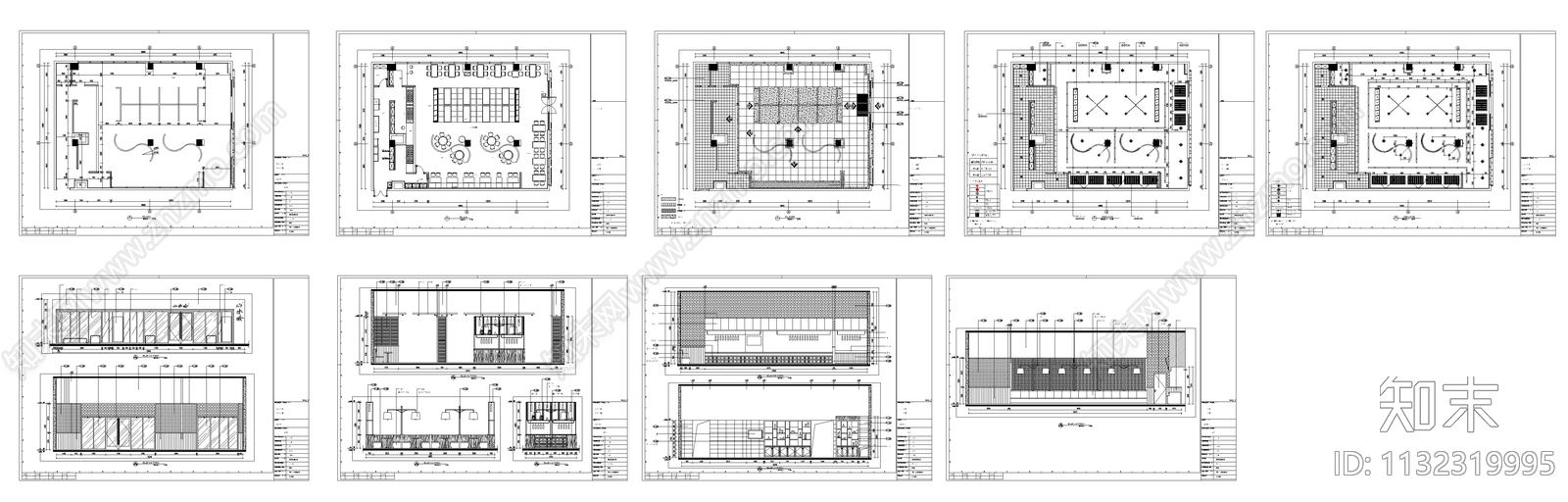 全套美食馆室内装修cad施工图下载【ID:1132319995】