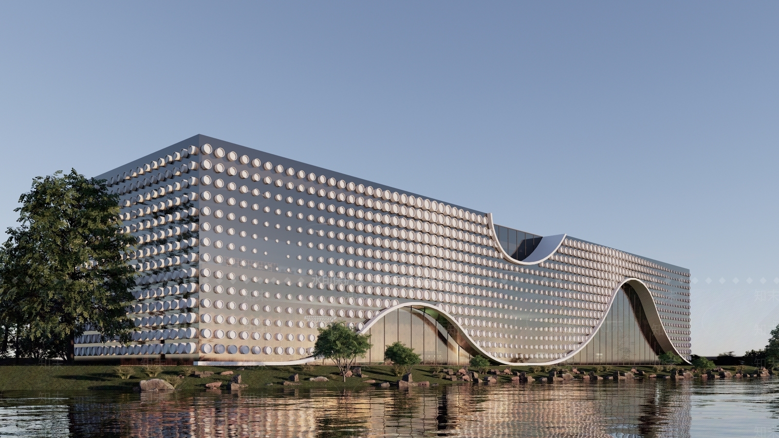 现代展览馆建筑SU模型下载【ID:1132322554】