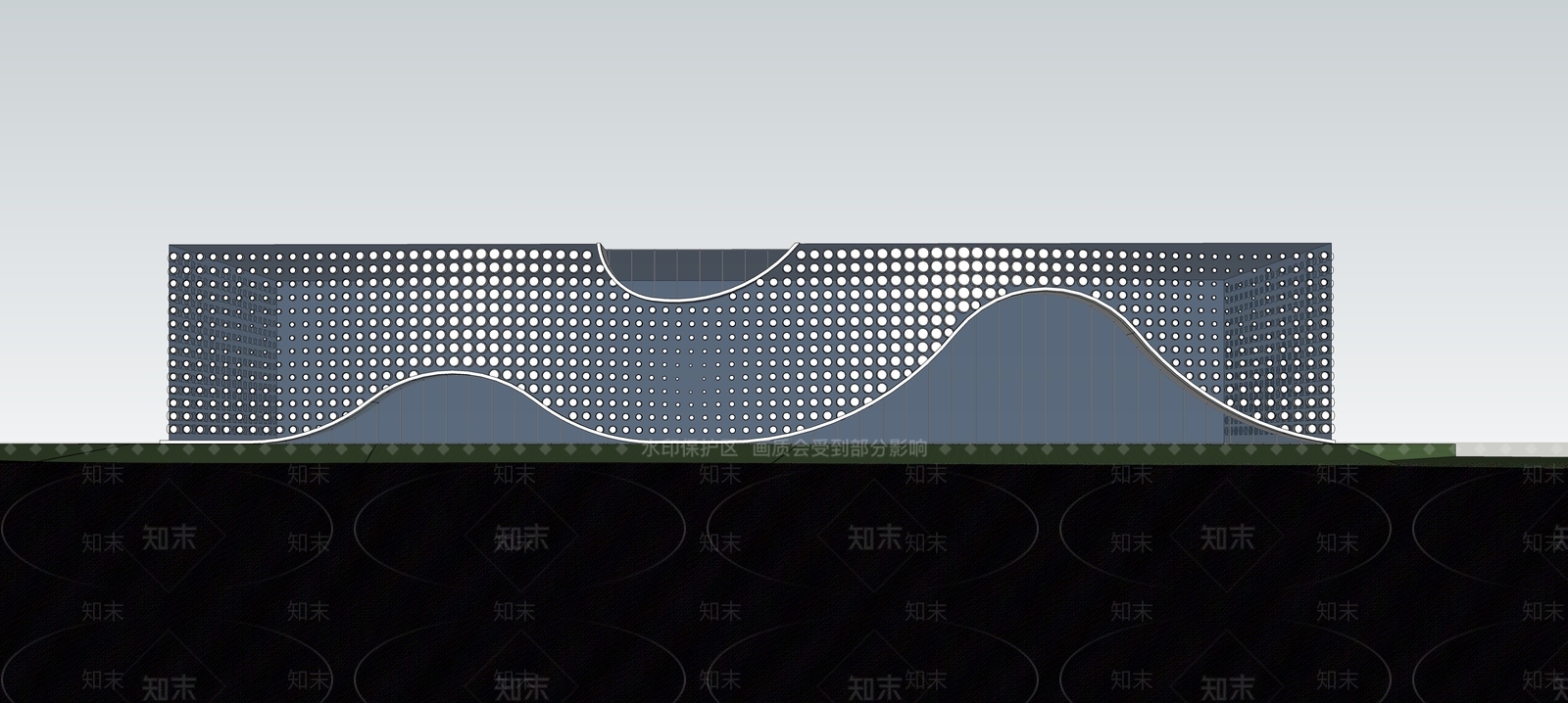 现代展览馆建筑SU模型下载【ID:1132322554】
