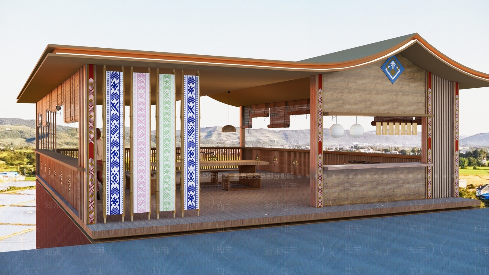 新中式驿站建筑设计SU模型