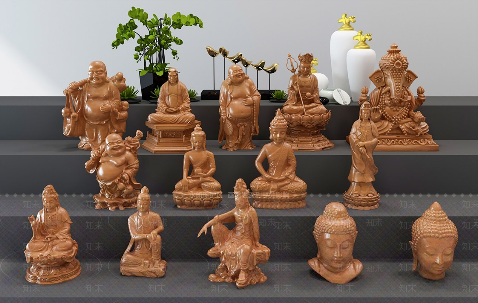 中式佛像观音菩萨雕塑摆件SU模型下载【ID:1132736603】