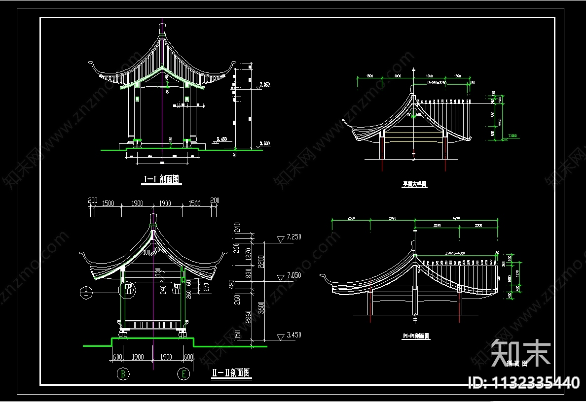 古建筑小品cad施工图下载【ID:1132335440】