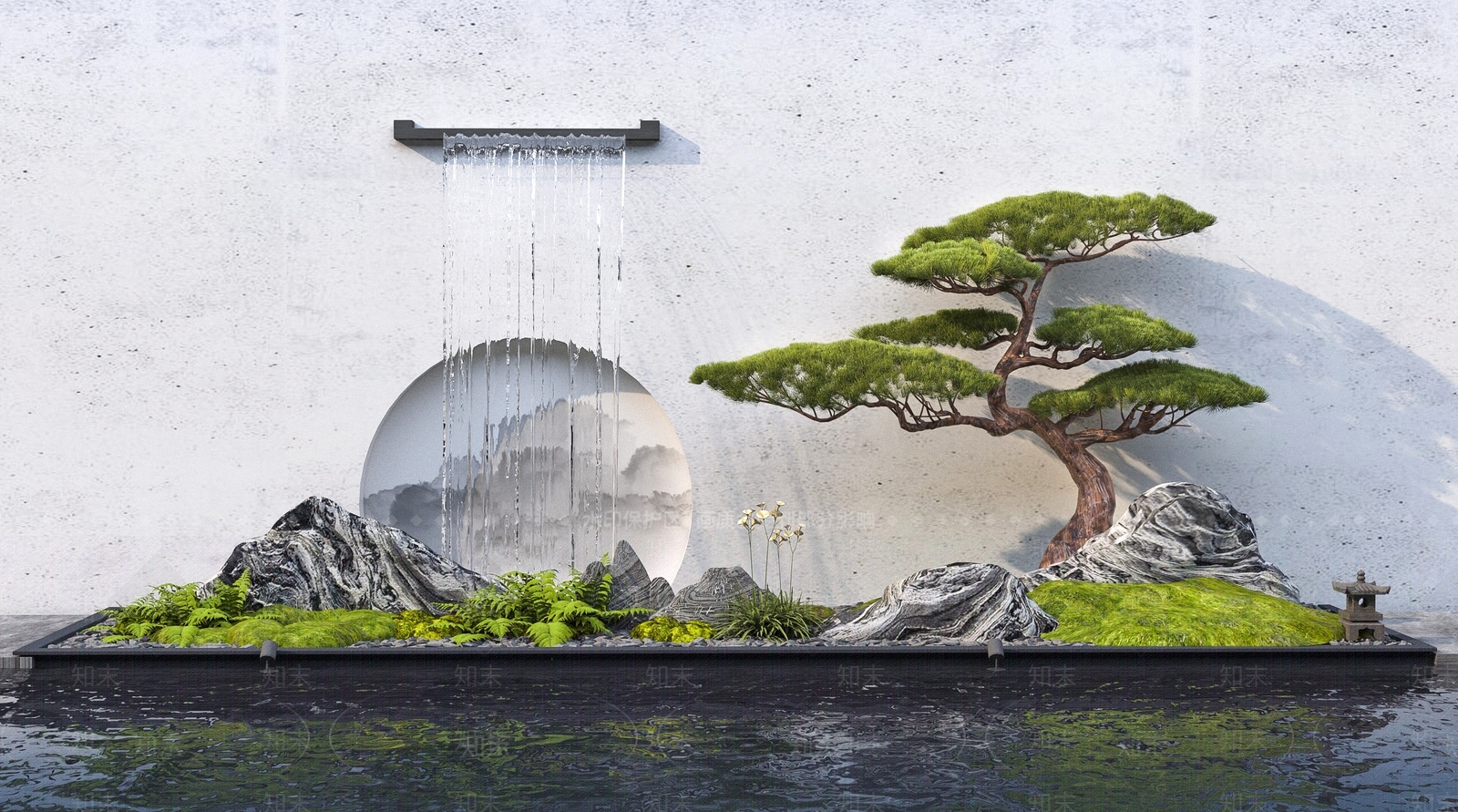 新中式假山水景小品3D模型下载【ID:1132338498】