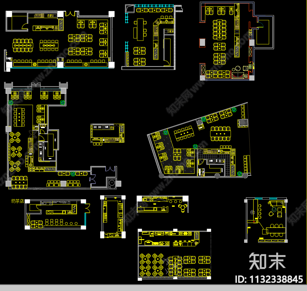 咖啡厅奶茶店酒吧施工图下载【ID:1132338845】