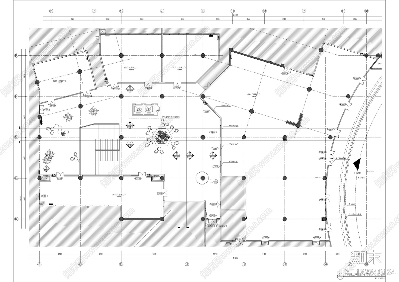 地下室商业中庭cad施工图下载【ID:1132340124】