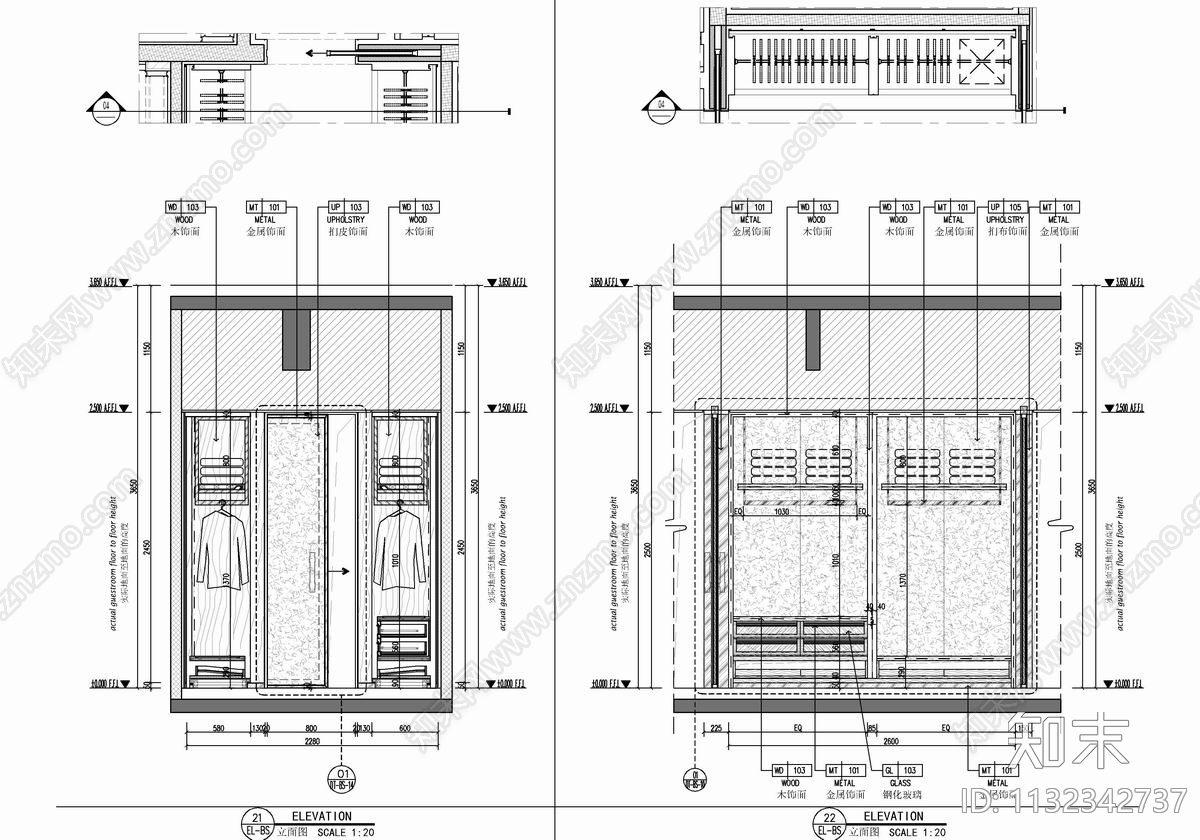 100㎡酒店豪华套房室内cad施工图下载【ID:1132342737】