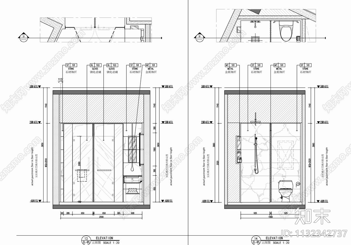 100㎡酒店豪华套房室内cad施工图下载【ID:1132342737】