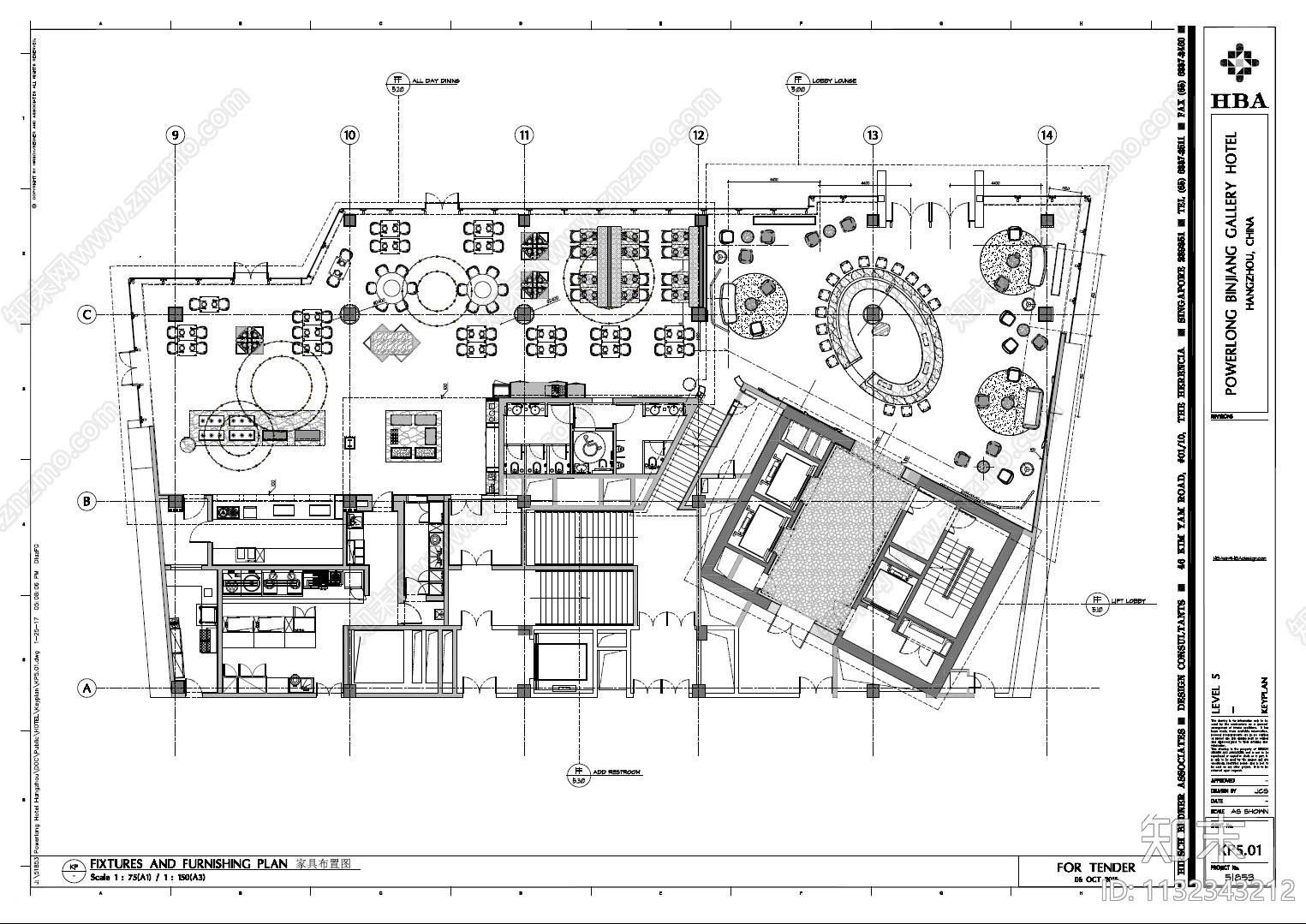 某酒店公区室内cad施工图下载【ID:1132343212】