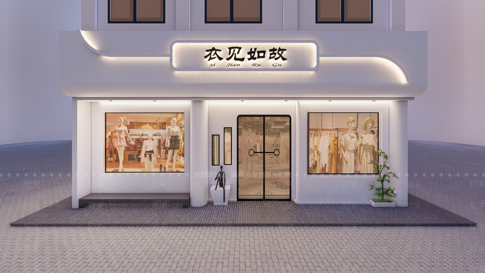 现代女装店门头门面SU模型下载【ID:1132668658】
