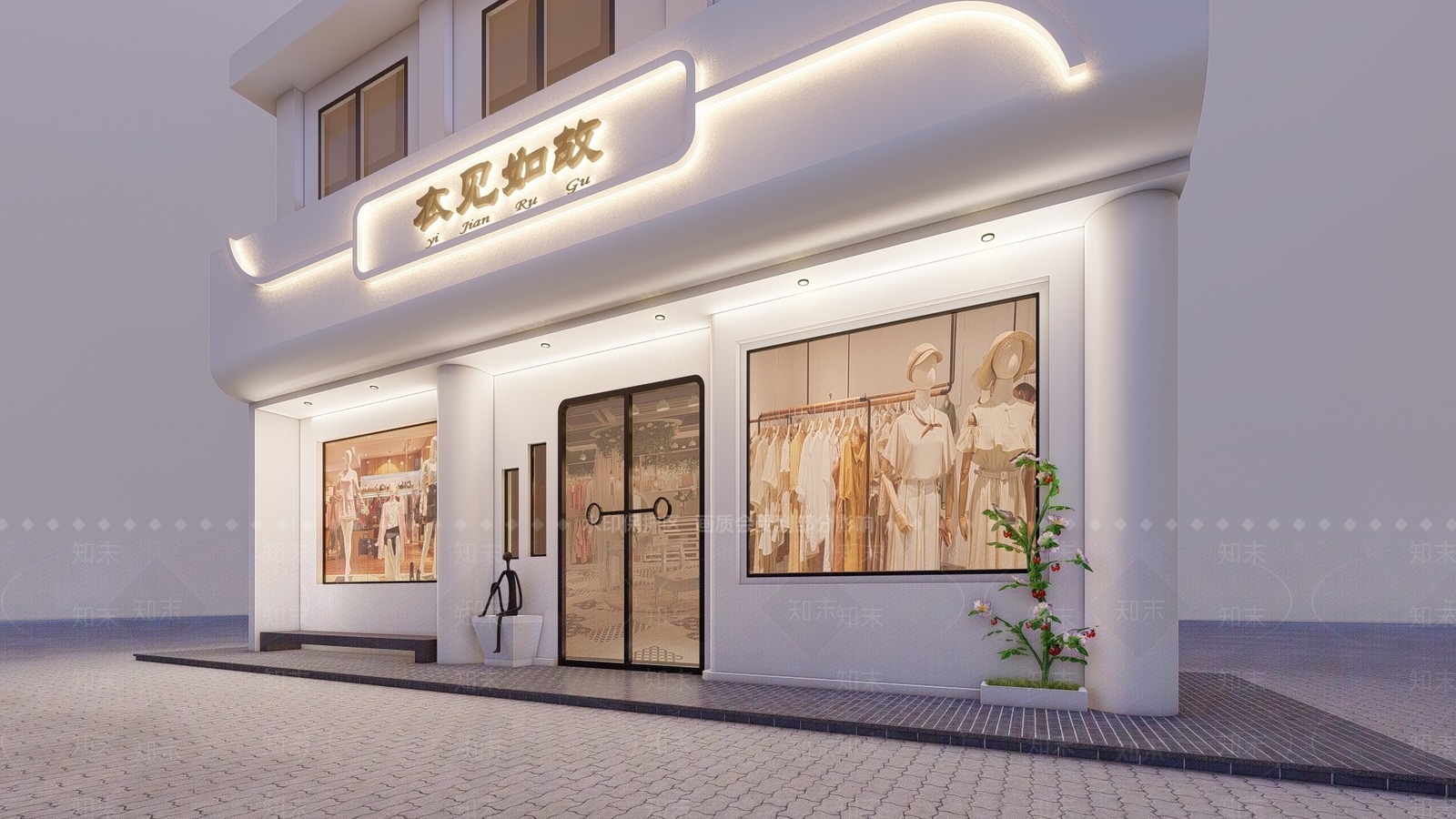 现代女装店门头门面SU模型下载【ID:1132668658】