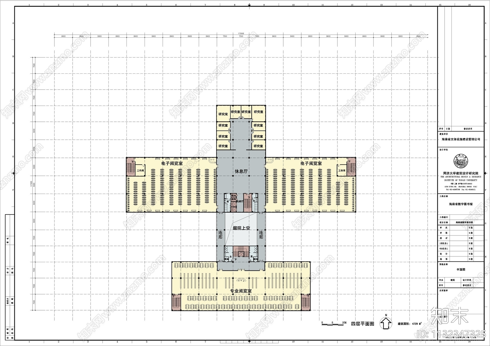 图书馆建筑cad施工图下载【ID:1132347325】