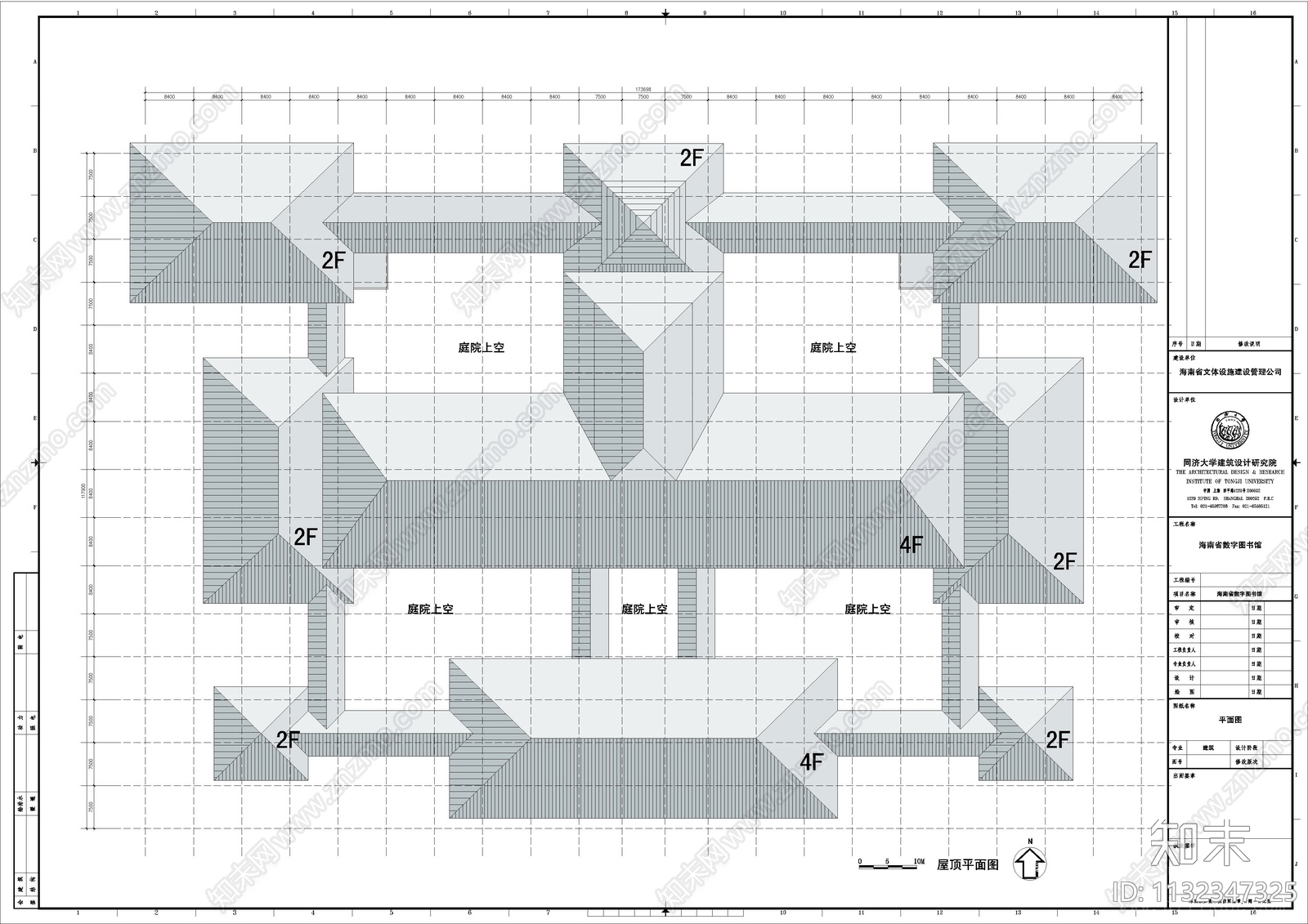 图书馆建筑cad施工图下载【ID:1132347325】