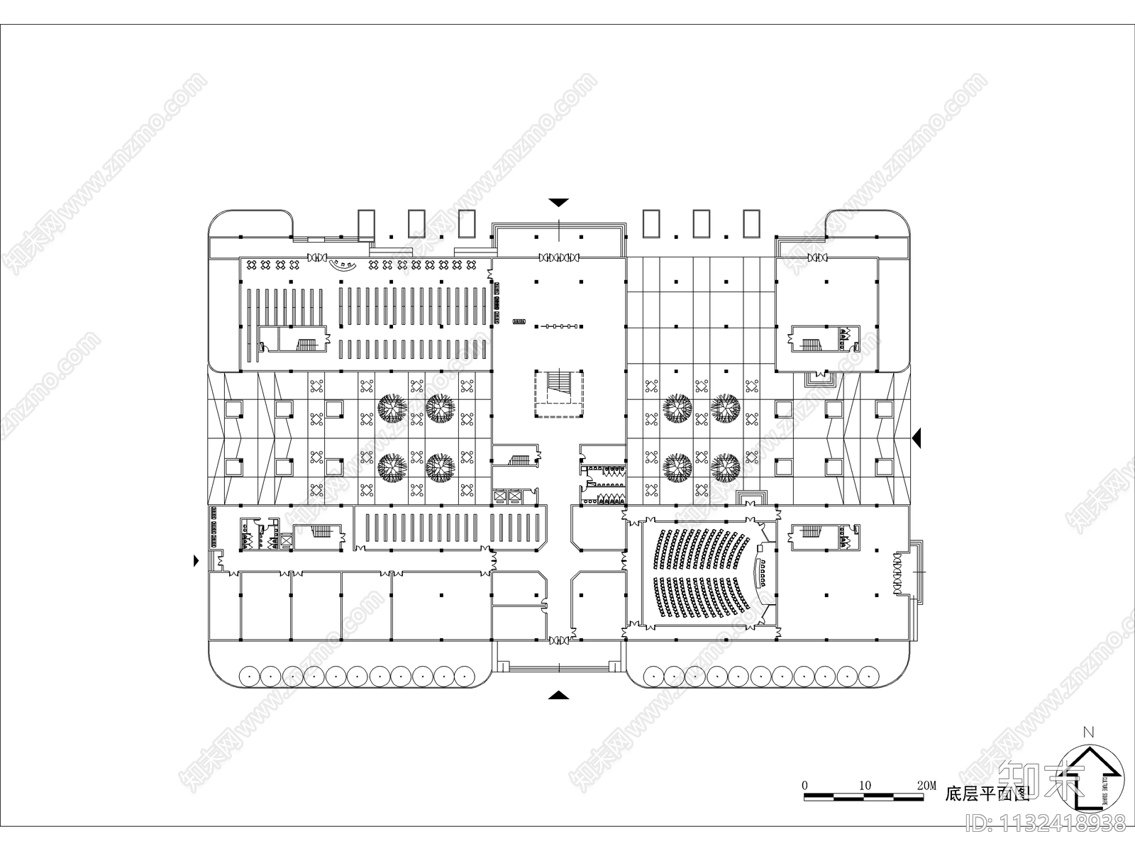 海南省图书馆建筑效果图cad施工图下载【ID:1132418938】