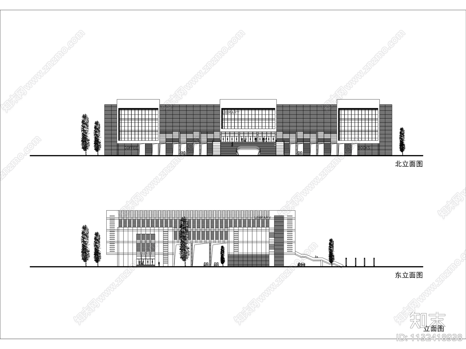 海南省图书馆建筑效果图cad施工图下载【ID:1132418938】